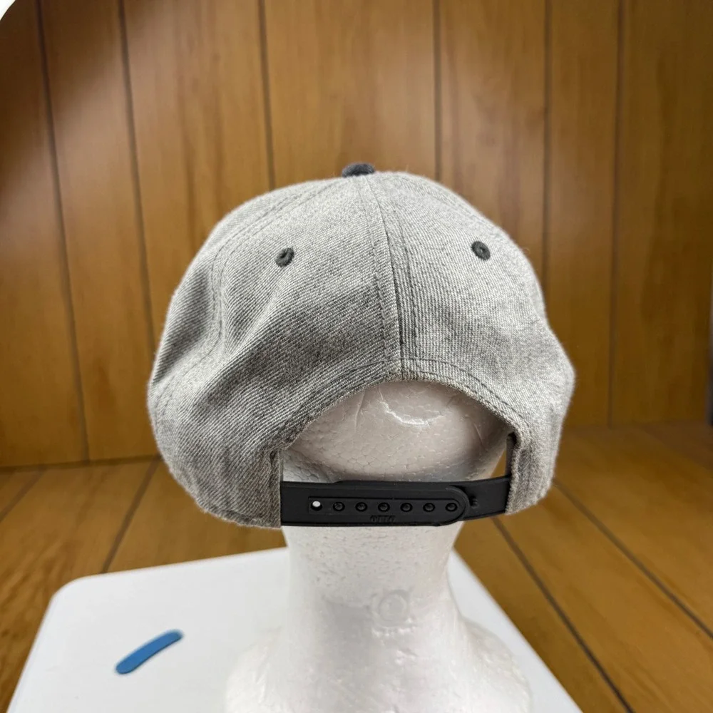 DV8X OTTO Snapback Hat Grey Heather Palm Tree Logo Flat Brim Cap 125-1054